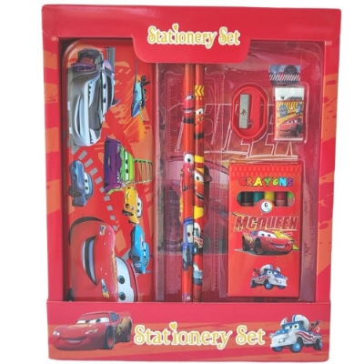 Picture of Stationery Set for Kids, Girls, Boys, School, Birthday Return Gift Each Set Contain; 2 Pencils,1 Sharpener,1 Eraser,1 Scale,6 pcs Crayons, Pencil Box. [Colour Red]