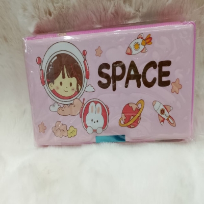 Picture of Rainbow Creative Big Magnetic Pencil Box For Girls featuring a space theme.