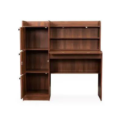 Picture of Floding Chocolate Study Desk Colour in Melamine Finish | Engineered Wood Desk with Storage Cabinet | Wooden | Convertible into Computer Table 48/48