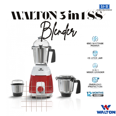 Picture of Walton 3 in 1 SS Mixer Grinder WBL-15GM65N (Red)