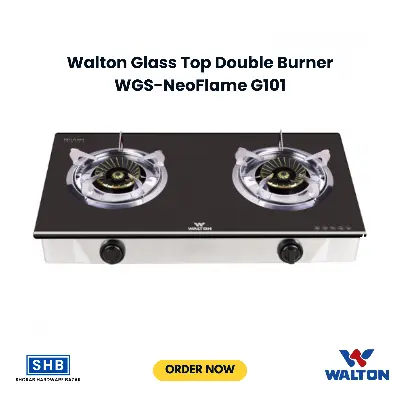 Picture of Walton Glass Top Double Burner WGS-NeoFlame G101 (LPG/NG) (LPG)