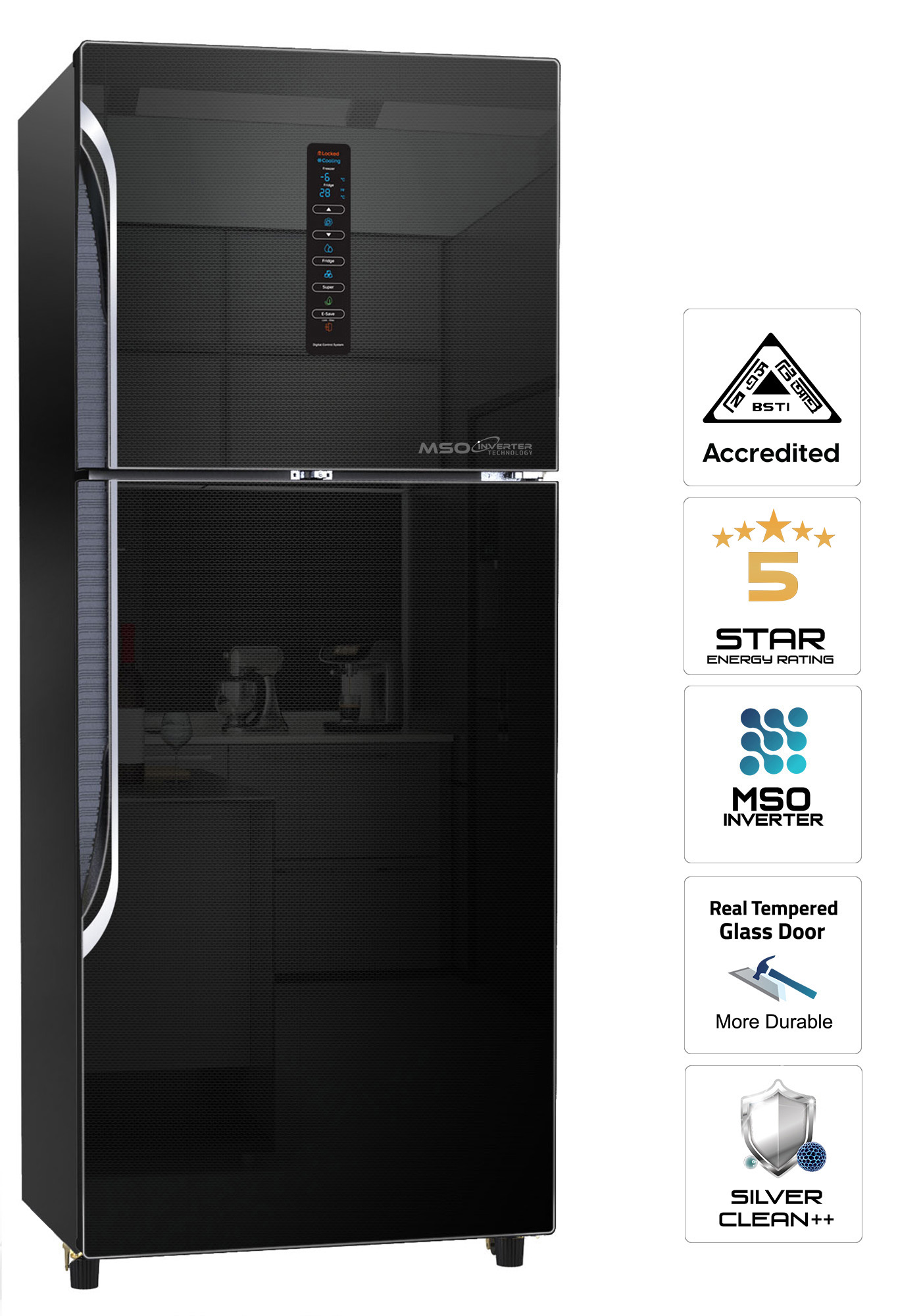 Picture of Walton Non-Frost Refrigerator 386 L WNH-3H6-GDEL-DD (Inverter) 