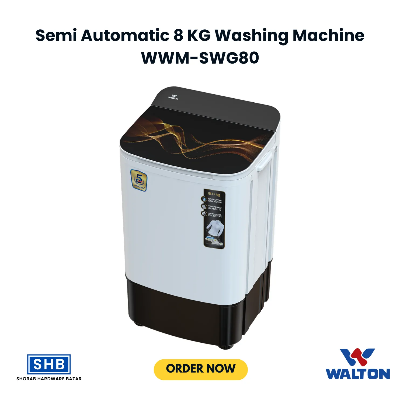 Picture of Walton Semi Automatic 8 KG Washing Machine WWM-SWG80 (White)