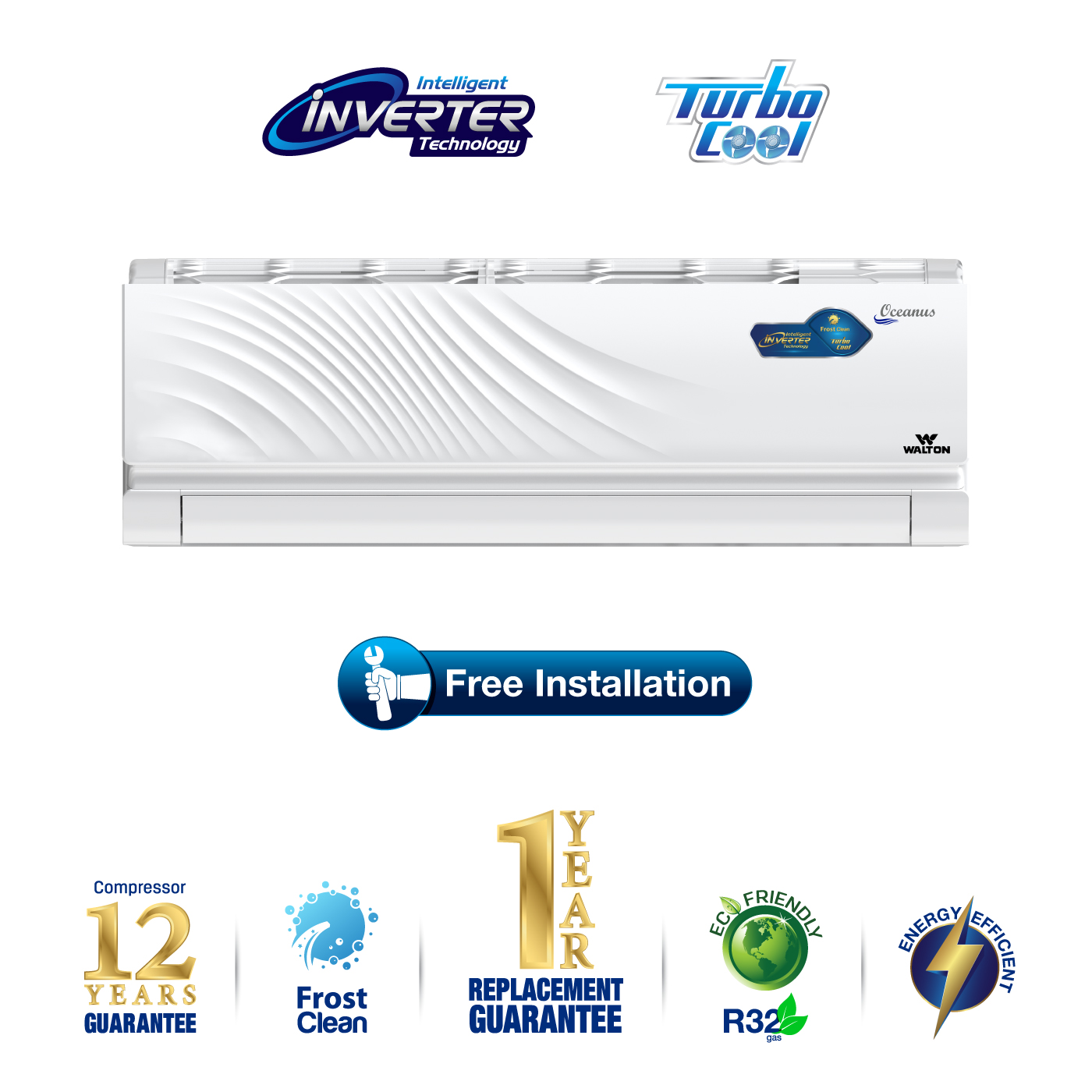 Picture of Walton 1.5 TON Inverter WSI-OCEANUS-18M with Free Delivery & Free Installation (White)