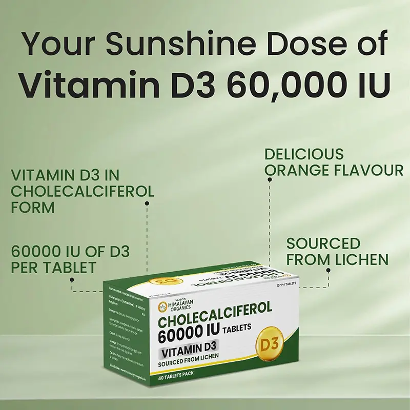 Picture of Vitamin D3 60000 IU Tablets | Orange Flavour - 40 Tablets