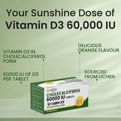 Picture of Vitamin D3 60000 IU Tablets | Orange Flavour - 40 Tablets