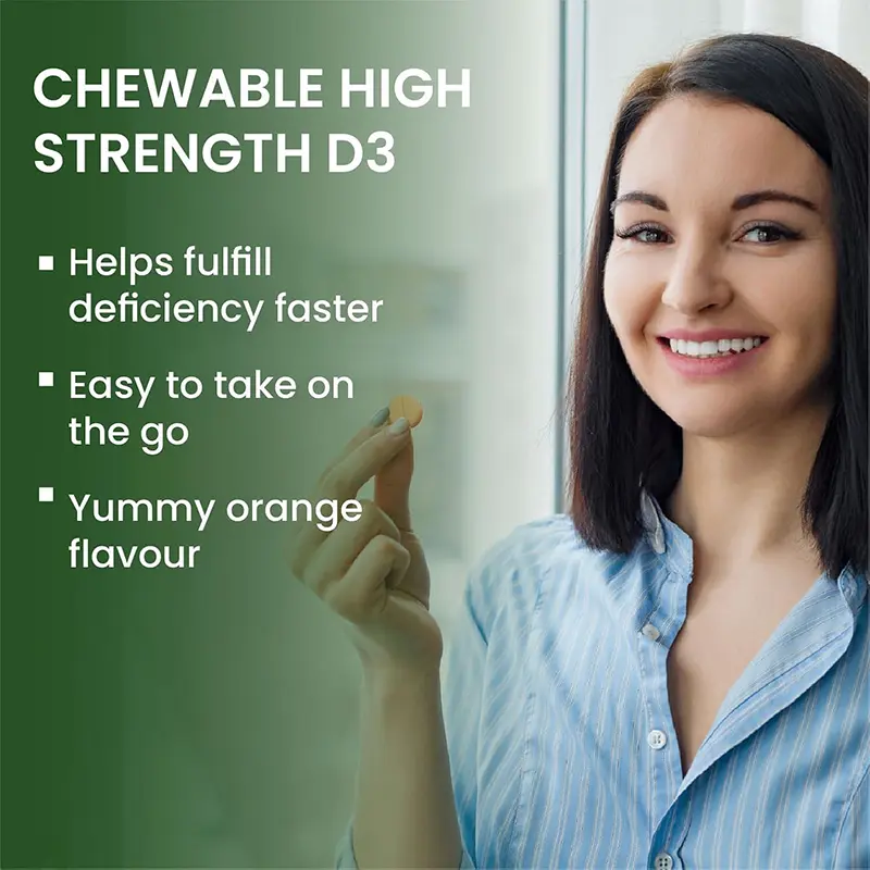 Picture of Vitamin D3 60000 IU Tablets | Orange Flavour - 40 Tablets