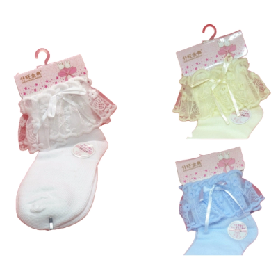 Picture of Super Soft Cotton-Rich Turn cuff Ankle Socks Girls Fancy Lace Ruffle Socks-(Multicolor)