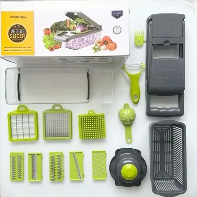 Picture of 16 in 1 Multifunction Vegetable Cutter with Squre Basket – Portable Chopper, Shredder & Grater for Quick Meal Prep