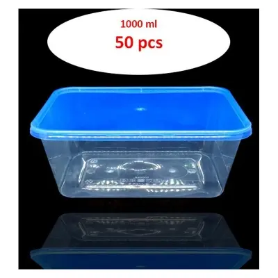 Picture of Premium Transparent Plastic Cream Roll Box with Blue Lid 50 pcs