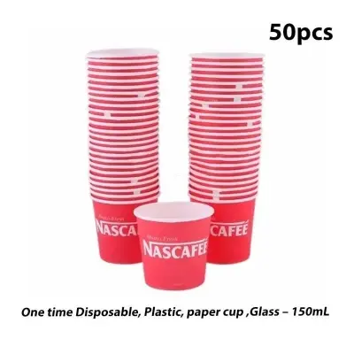 Picture of One time Disposable, Plastic, paper cup ,Glass – 150mL .- 50 pices