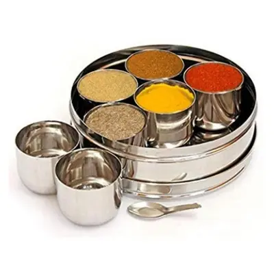 Picture of Big Stainless Steel 7 Container Masala Dabba Kitchen Spice Storage Box