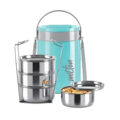 Picture of MILTON CLASSIC TIFFIN stainless steel containers BLUE 4 Containers Lunch Box  (1200 ml, Thermoware)