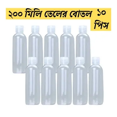 Picture of 200ml Oil Bottle TipTop Cap Transparent Plastic Bottle- 10 pcs