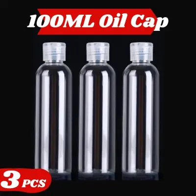 Picture of Plastic Oil Bottle Tiptop Cap 100Ml Transparent- 3 pcs