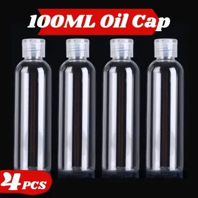 Picture of Plastic Oil Bottle Tiptop Cap 100Ml Transparent- 4 pcs