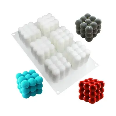 Picture of 6-Piece Rubik's Cube French Mousse Mold Three-Dimensional Magic Ball Silicone Cake Mold DIY Creative Baking Candle Mold