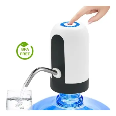 Picture of Electric Water Pump Dispenser with Stainless Steel Pipe, Food Grade Silicone Hose and Usb Power Cord, Automatic Water Pump Rechargeable, USB Wireless Water Bottle Pump