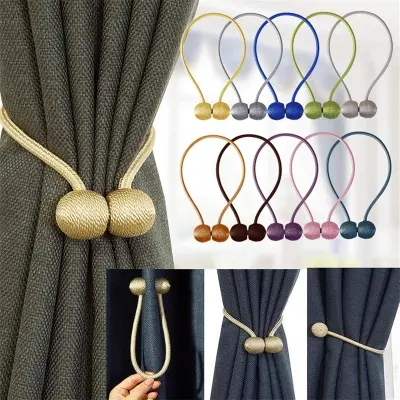 Picture of 2 Pcs Magnetic Curtain Tieback Holder Hook Buckle Clip Curtain Tieback Polyester Decorative Home Accessorie Length  49cm (1)