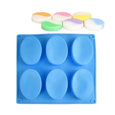 Picture of 6-Cavity Oval Silicone Mold 90gm |  Oval Mold for Making Handmade Soap | Chocolate Making | Soap Candles Making | Cake, Pudding, Resin, Candy, Muffin, Brownie, Jelly Making Mould
