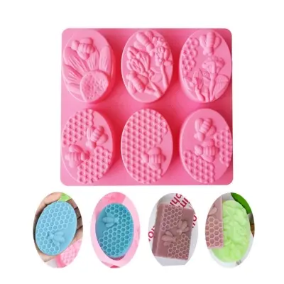 Picture of 6-piece Oval bee soap 105 silicone mold cake pudding dessert mold soap baking