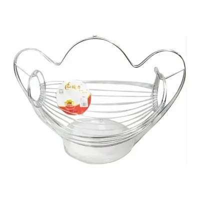 Picture of Metallic Fruit Storage Hanging Basket Holder Rack- Silver