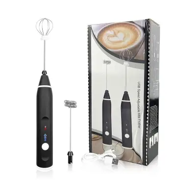 Picture of 2-in-1 Multifunctional Milk Frother Electric Double Milk Bubbler Frother Coffee Beater Egg Mixer with Three Speeds Strength Adjustment for Coffee Beating Eggs (with USB)