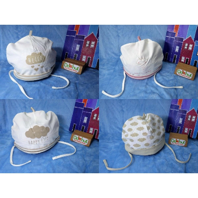 Picture of Spring Autumn Cotton Baby Beanie Hats Cartoon Print Newborn Hat Elastic Toddler Infant Cap For Girls Boys Children Photo Props-White