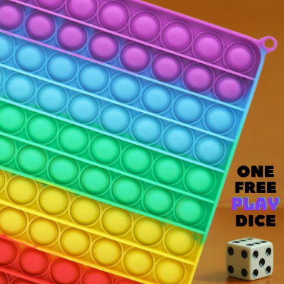 Picture of Big Size Pop 100 Bubble Fidget Biggest Toy, Square 100 Bubbles Large Pop Girl Fidget, Hundred Rainbow Pop Popper Poppet Fidget Popping Toys Pastel 10 x 10 100 Pop Pack Medium Pop it Fidget toy popit-Rainbow