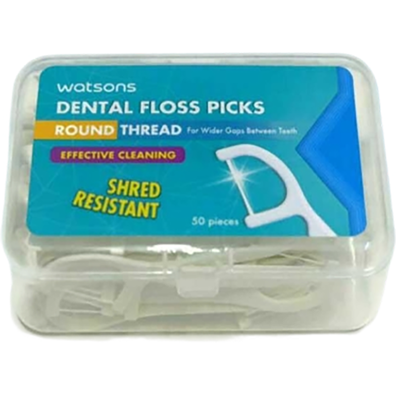 Picture of Watsons Round Thread Dental Floss Picks 50 Pieces