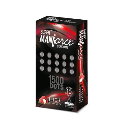 Picture of Manforce Super 1500 Dots Litchi Flavour Condom 10 Pcs