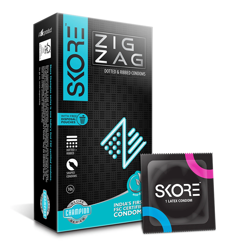 Picture of Skore ZigZag Dotted & Ribbed Condoms 10's Pack