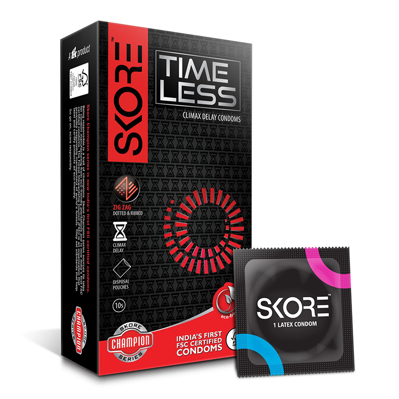 Picture of Skore Timeless Climax Delay Dotted & Ribbed Condom - 10's Pack