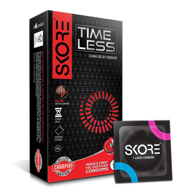 Picture of Skore Timeless Climax Delay Dotted & Ribbed Condom - 10's Pack