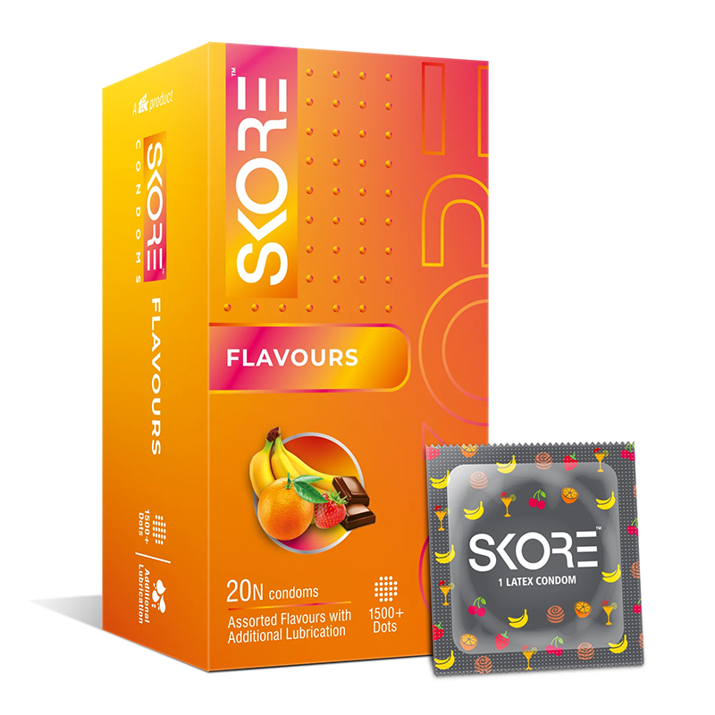 Picture of Skore Flavours Assorted 1500+ Dotted Condom - 20Pcs Pack