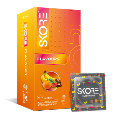 Picture of Skore Flavours Assorted 1500+ Dotted Condom - 20Pcs Pack