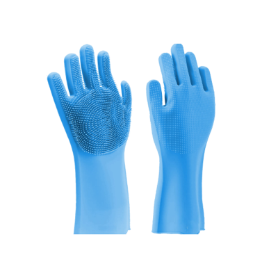 Picture of Silicone Dish Washing Kitchen Hand Gloves 2 pcs ( Blue) - Blue
