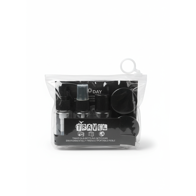 Picture of Refillable Cosmetic Container Kit Travel Bottle Set – 8 Piece (Black) - Black