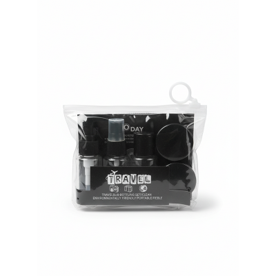 Picture of Refillable Cosmetic Container Kit Travel Bottle Set – 8 Piece (Black) - Black