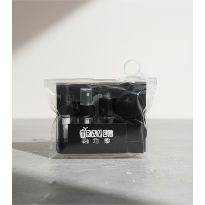 Picture of Refillable Cosmetic Container Kit Travel Bottle Set –6 Piece (Black) - Black