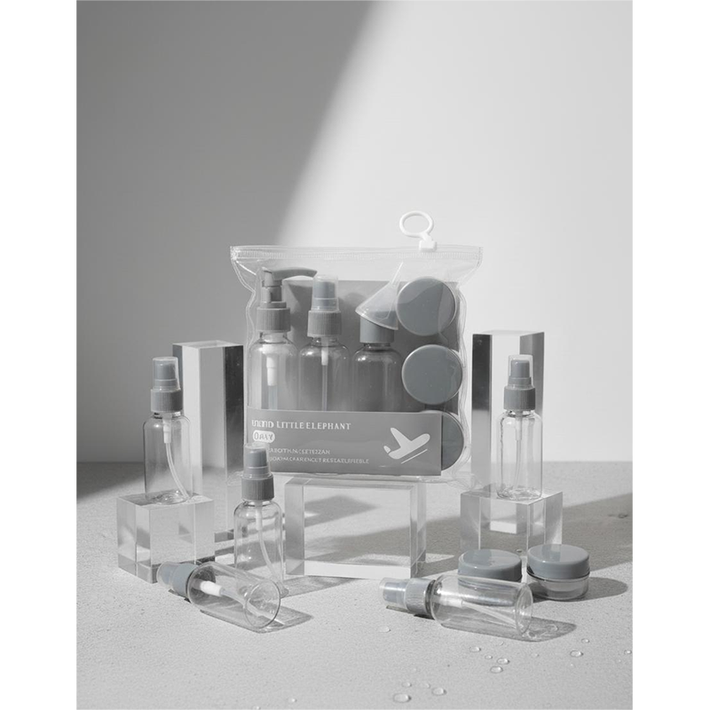 Picture of Refillable Cosmetic Container Kit Travel Bottle Set –8 Piece (Ash) - Grey