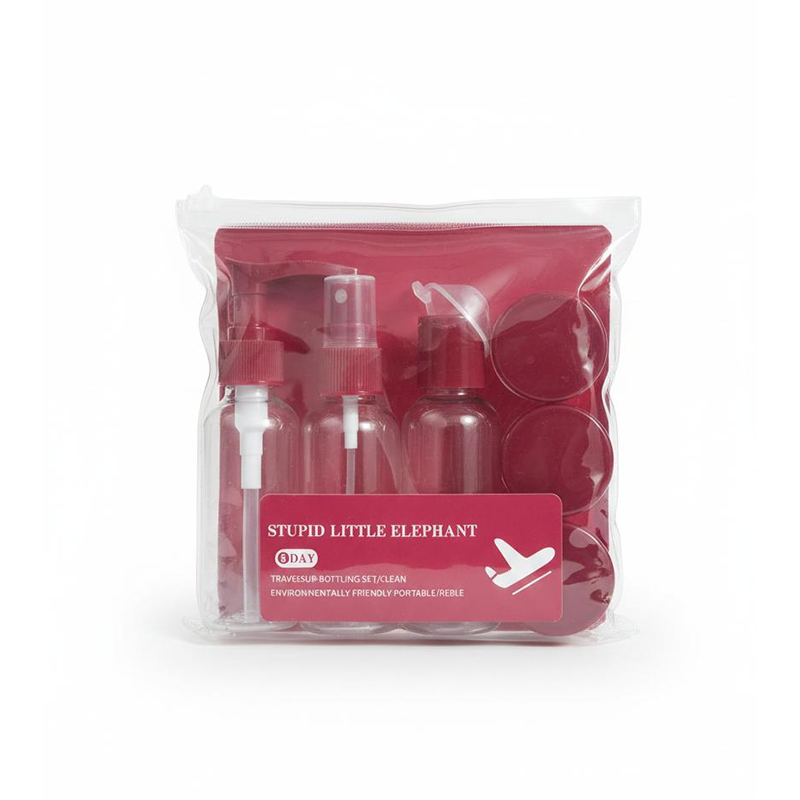 Picture of Refillable Cosmetic Container Kit Travel Bottle Set –8 Piece (Maroon) - Maroon
