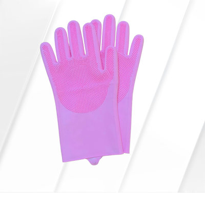 Picture of Silicone Dish Washing Kitchen Hand Gloves  ( Light Pink)- 1 Pair - Pink