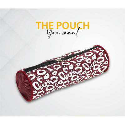 Picture of round Pouch Bag Maroon And White - Maroon