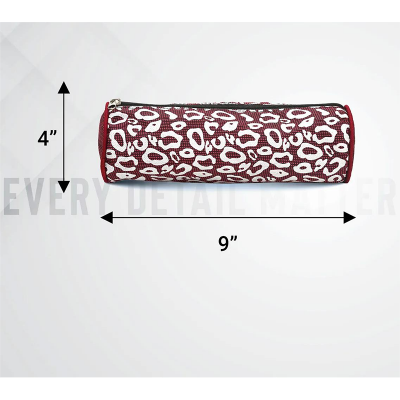 Picture of round Pouch Bag Maroon And White - Maroon