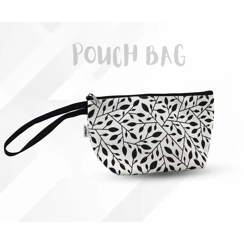 Picture of Black White Pouch Makeup Bag - Black