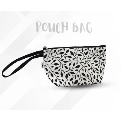Picture of Black White Pouch Makeup Bag - Black
