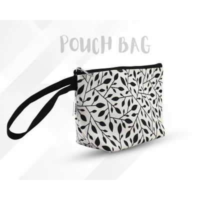 Picture of Black White Pouch Makeup Bag - Black