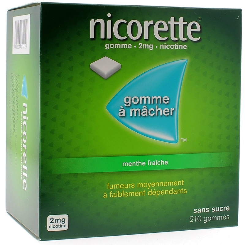 Picture of Nicorette Gum 2mg Fresh Mint taste without sugar by 210 pcs