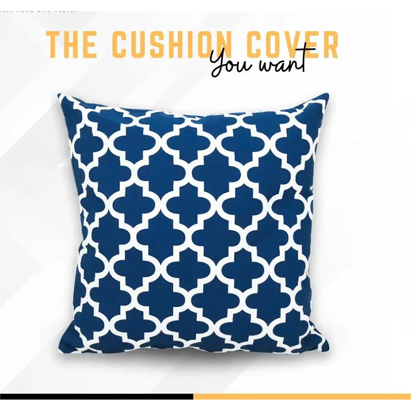 Picture of Cotton Cushion Cover Navy Blue & White 18″x18″ - Blue